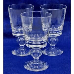 Steuben 7877 Set of 3 Teardrop Bubble Baluster Stem Water Goblets 6.75" Signed